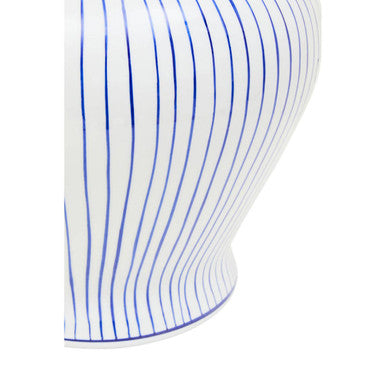 Large White and Blue Ceramic Jar