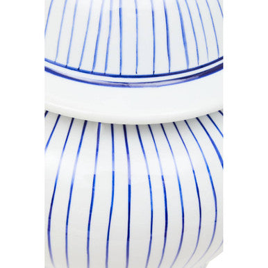 Large White and Blue Ceramic Jar