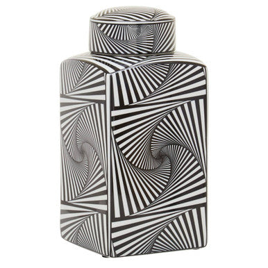 Small Black and White Ceramic Jar