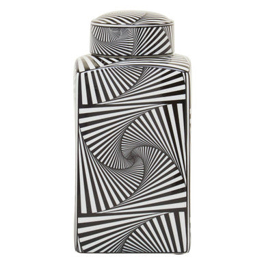 Small Black and White Ceramic Jar