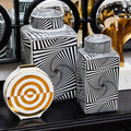 Small Black and White Ceramic Jar