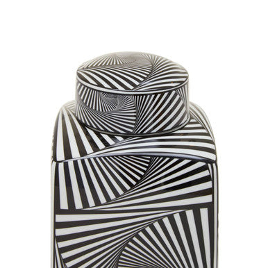 Small Black and White Ceramic Jar