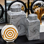 Large Black and White Ceramic Jar