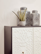 Large Black and White Ceramic Jar