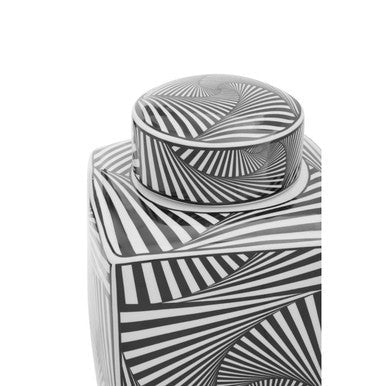 Large Black and White Ceramic Jar