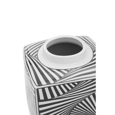 Large Black and White Ceramic Jar