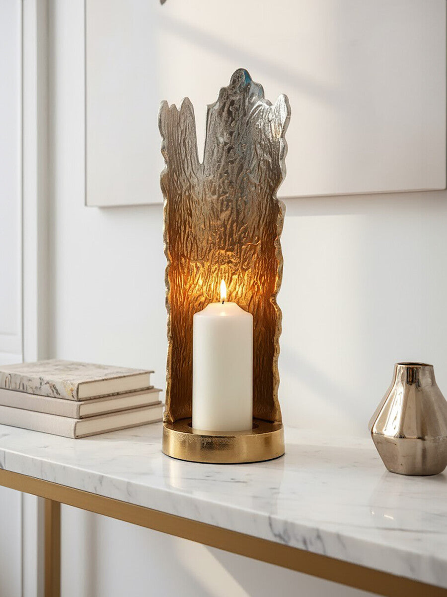 Large Ombre Silver and Gold Finish Candle Holder