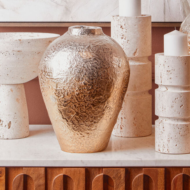 Large Ombre Silver and Gold Finish Vase