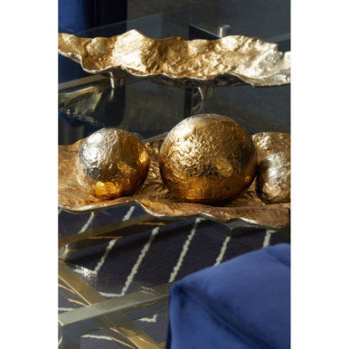 Set of Three Ombre Silver and Gold Finish Deco Balls