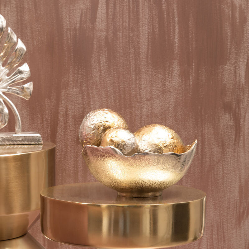 Set of Three Ombre Silver and Gold Finish Deco Balls