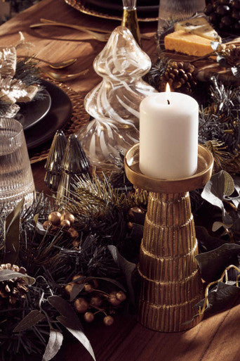 Small Gold Finish Artisan Candle Holder
