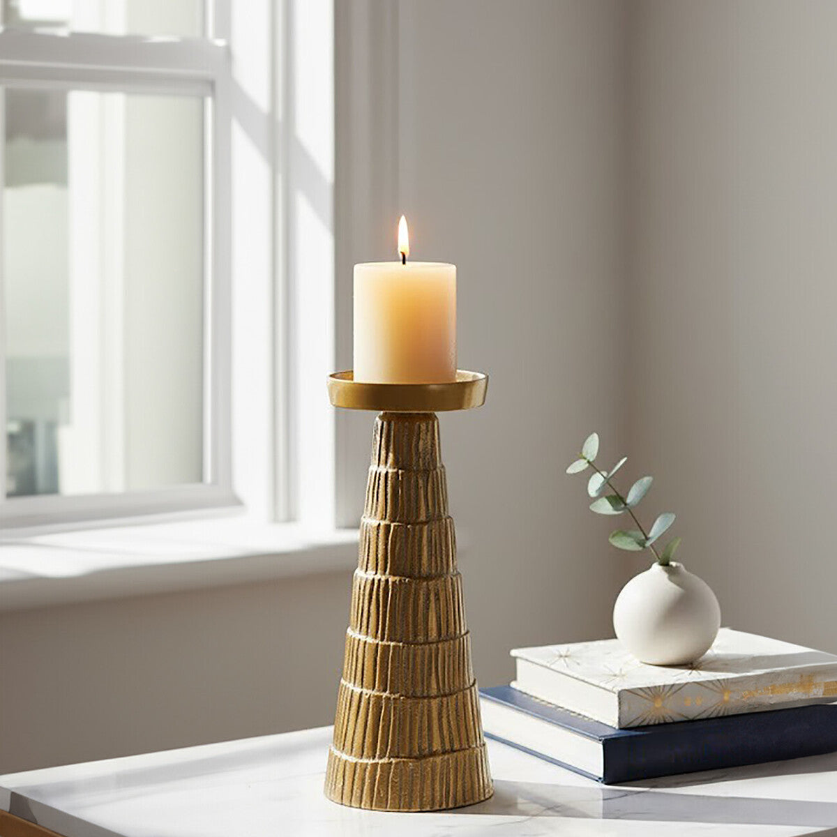 Large Gold Finish Candle Holder