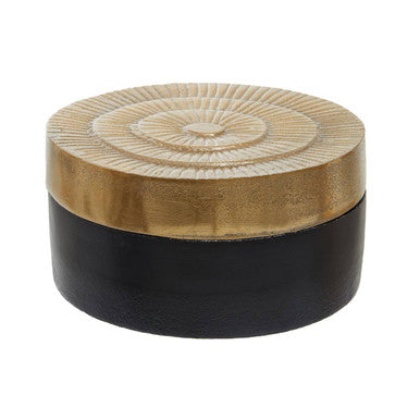 Small Two Toned Black and Gold Round Box