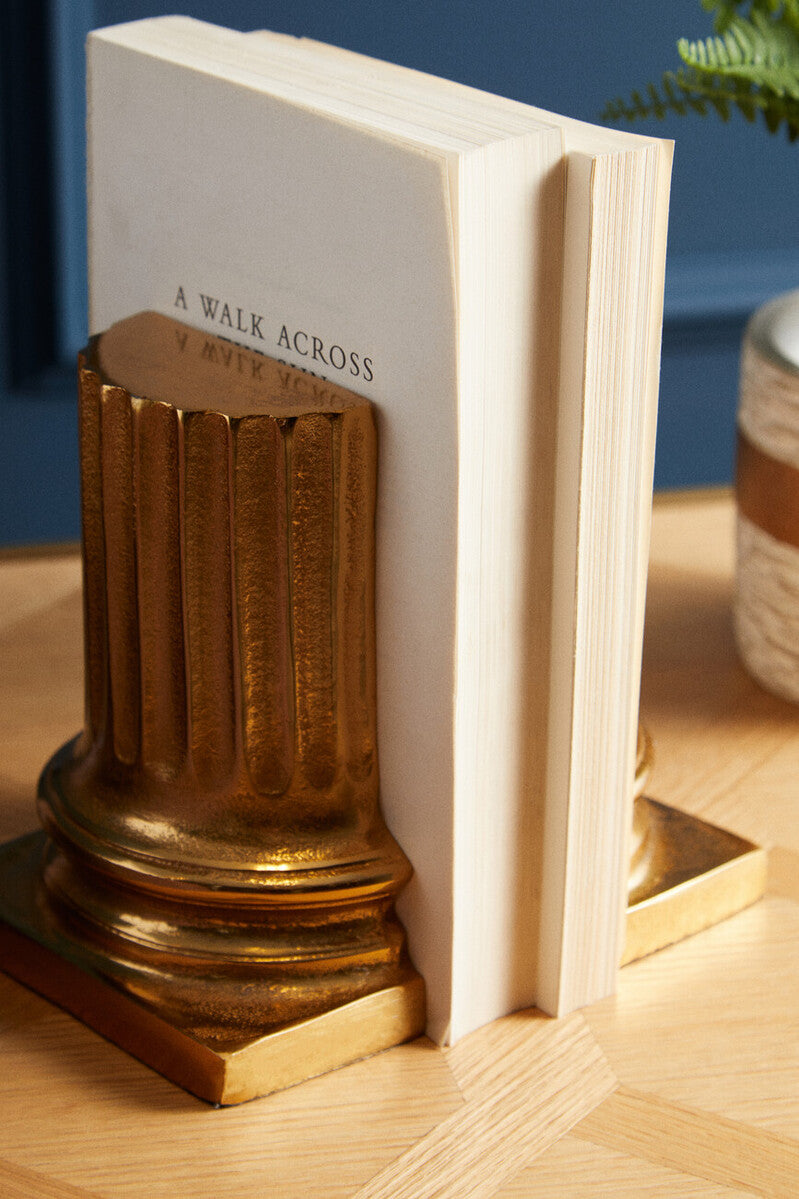 Set of 2 Gold Pillar Bookends
