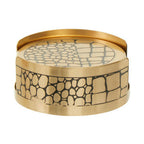 Set of 4 Gold Finish Croc Pattern Coasters and Holder