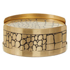 Set of 4 Gold Finish Croc Pattern Coasters and Holder