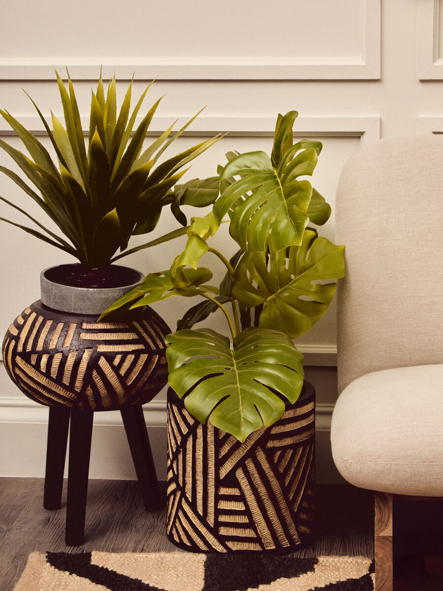 Natural and Black Planter