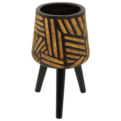 Natural and Black Planter with Angular Legs
