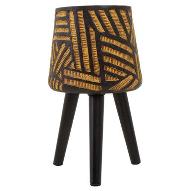 Natural and Black Planter with Angular Legs