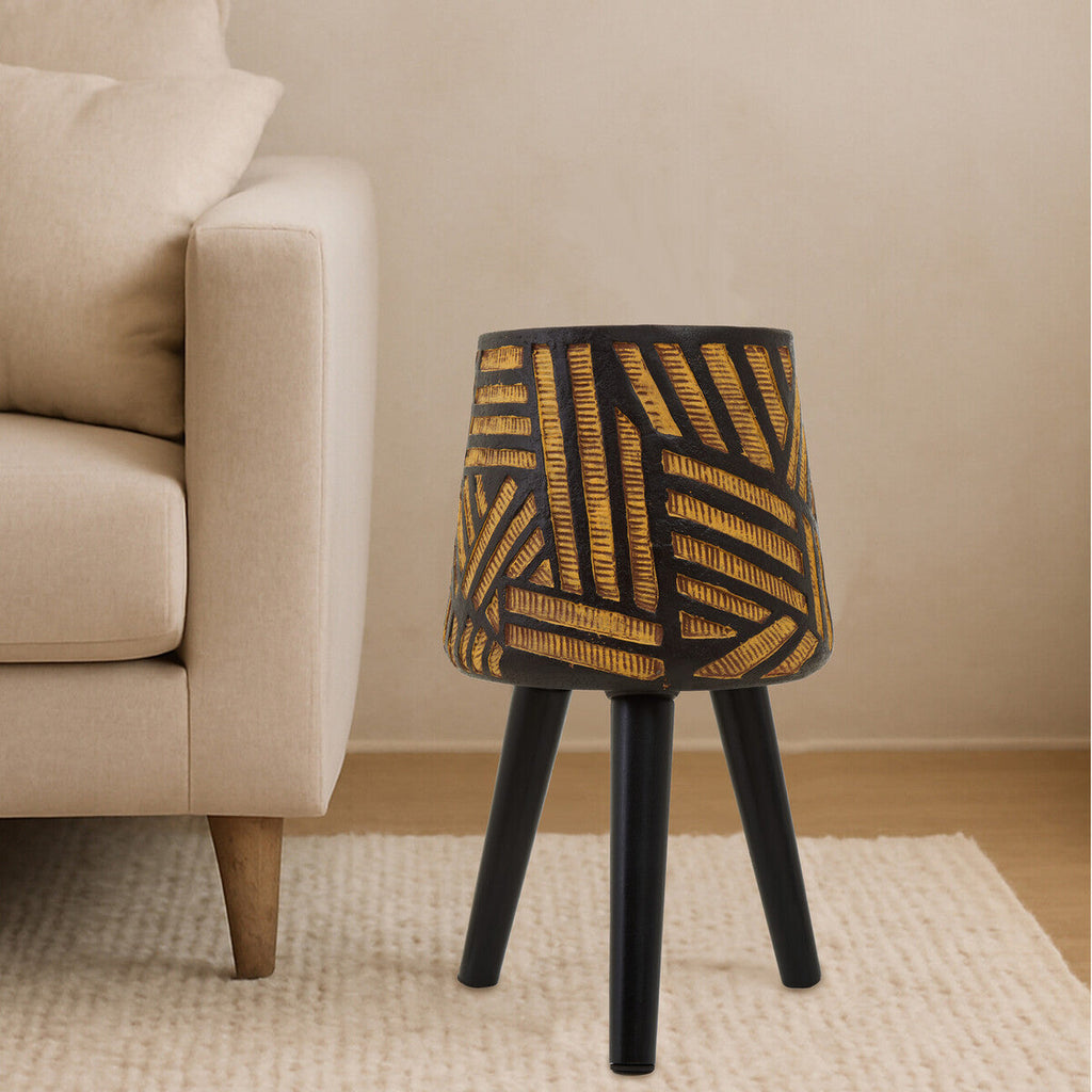 Natural and Black Planter with Angular Legs