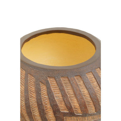 Round Brown Planter with Angular Legs
