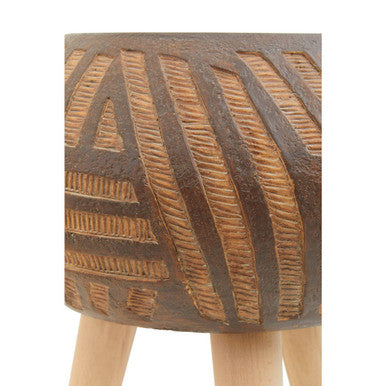 Round Brown Planter with Angular Legs
