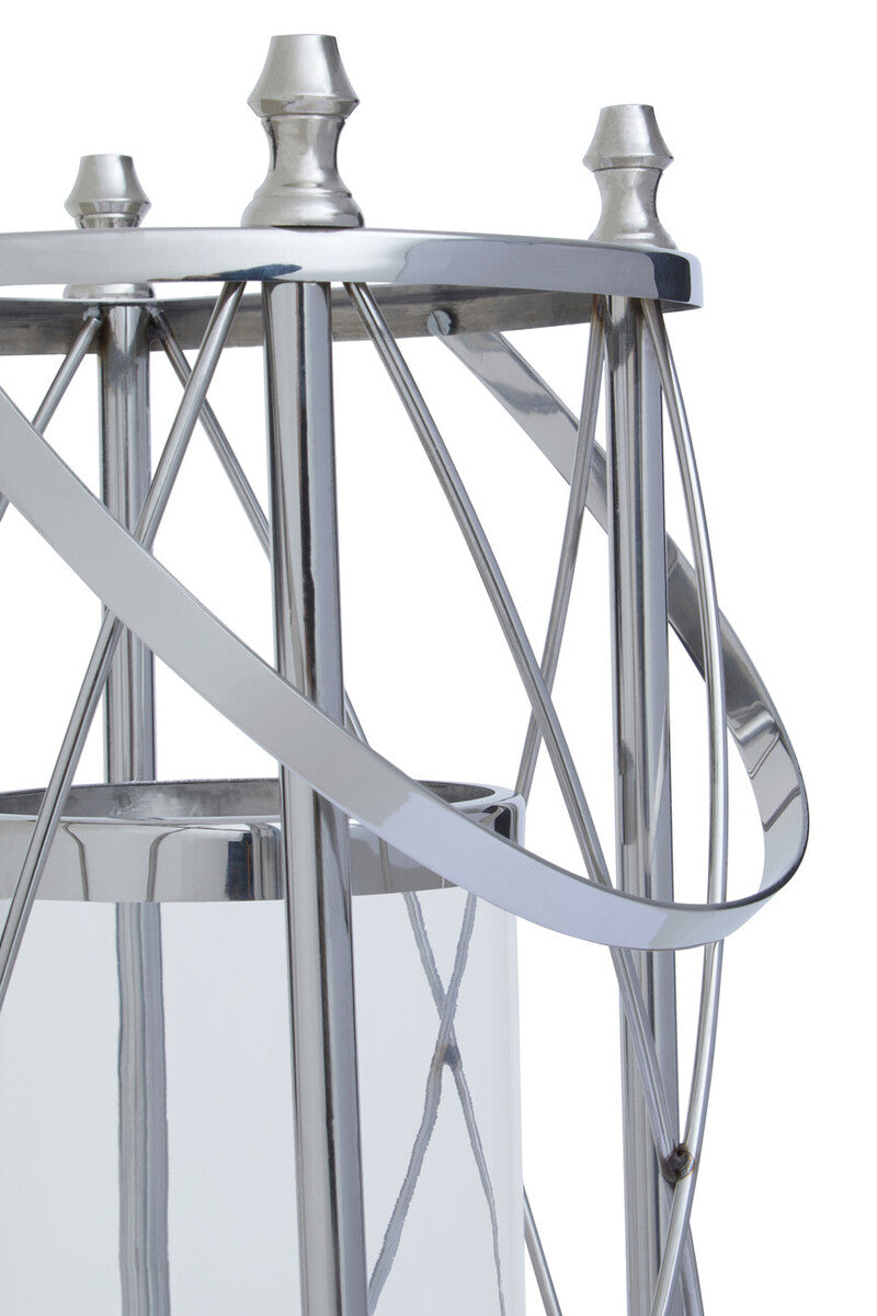 Large Silver Frame Floor Lantern