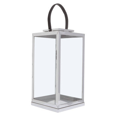 Large Silver Steel with Hair on Leather Handle Lantern