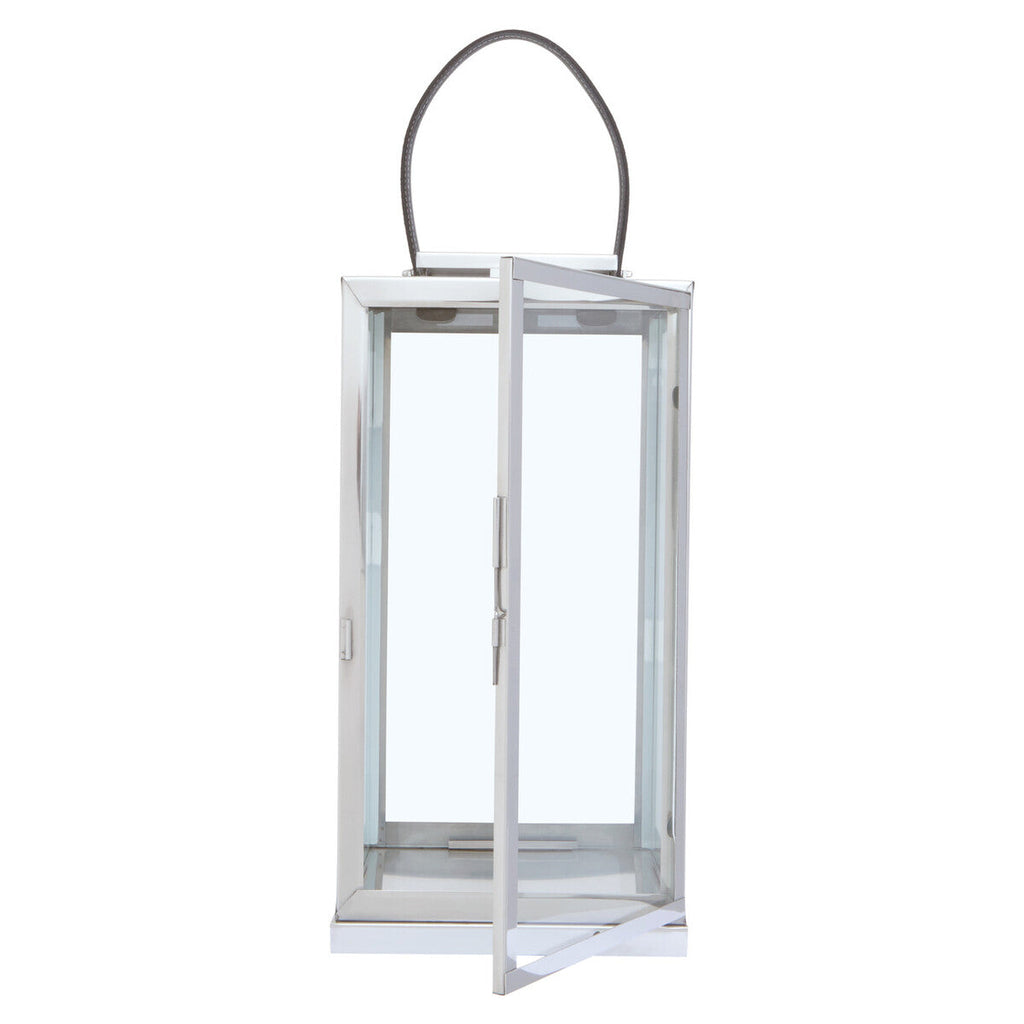 Large Silver Steel with Hair on Leather Handle Lantern