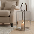 Large Silver Steel with Hair on Leather Handle Lantern