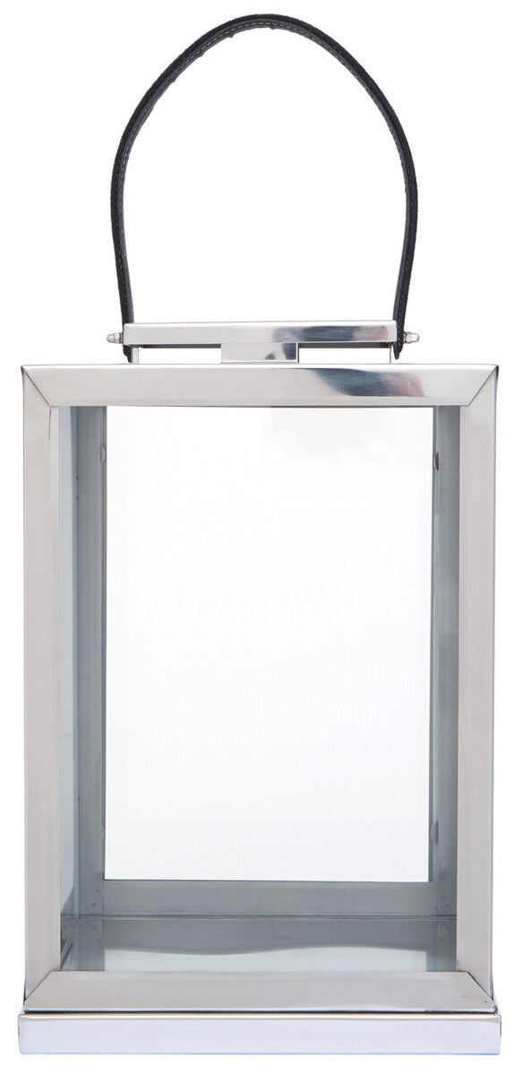 Small Silver Steel with Hair on Leather Handle Lantern