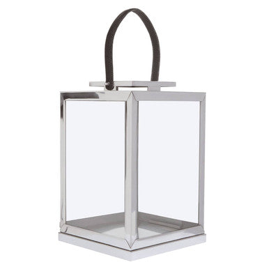 Small Silver Steel with Hair on Leather Handle Lantern