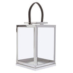 Small Silver Steel with Hair on Leather Handle Lantern