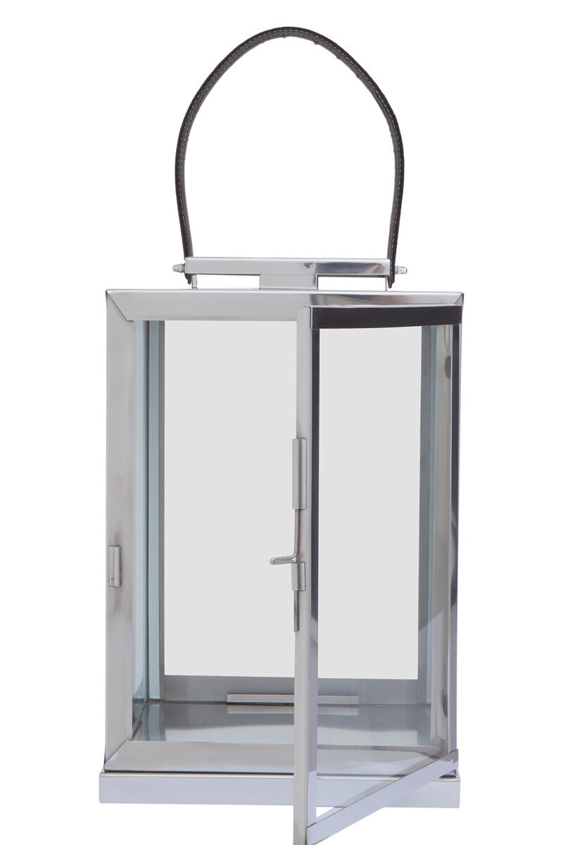 Small Silver Steel with Hair on Leather Handle Lantern