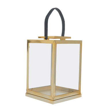 Small Gold Steel with Hair on Leather Handle Lantern