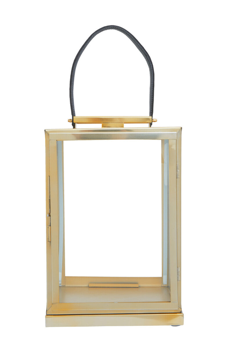 Small Gold Steel with Hair on Leather Handle Lantern
