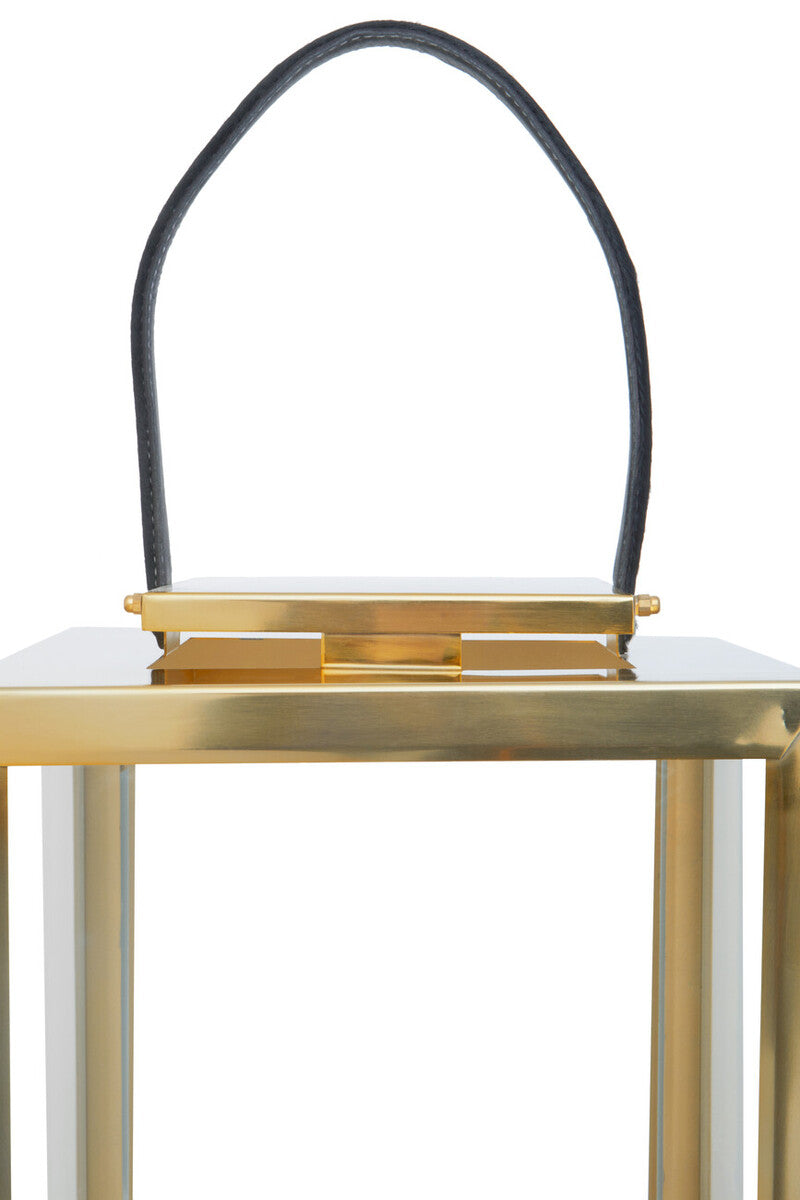 Small Gold Steel with Hair on Leather Handle Lantern