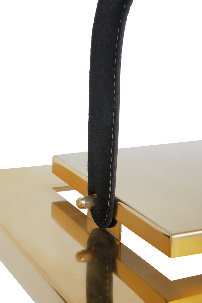 Small Gold Steel with Hair on Leather Handle Lantern