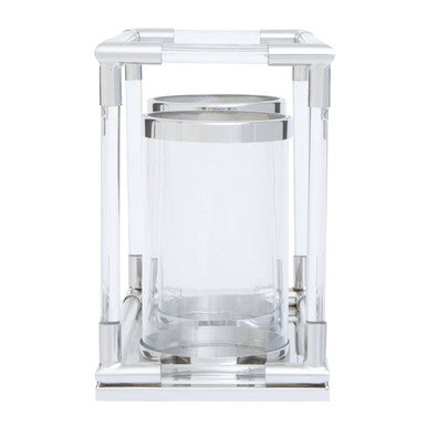 Double Silver Steel and Acrylic Candle Holder