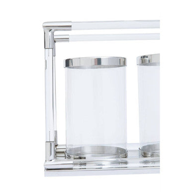 Double Silver Steel and Acrylic Candle Holder