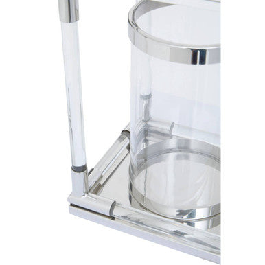 Double Silver Steel and Acrylic Candle Holder