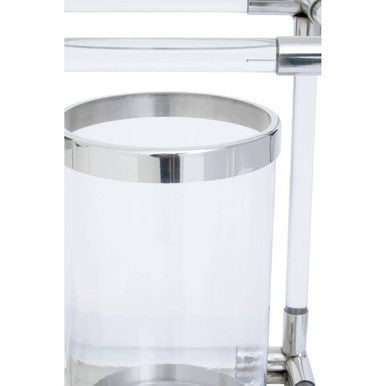 Double Silver Steel and Acrylic Candle Holder