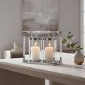 Double Silver Steel and Acrylic Candle Holder