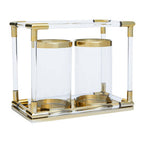 Double Candle Holder in Gold Finish and Acrylic