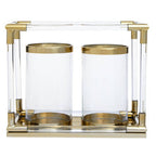 Double Candle Holder in Gold Finish and Acrylic
