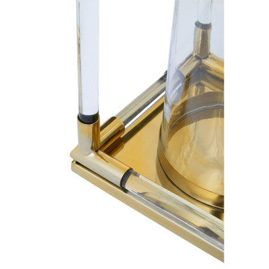 Double Candle Holder in Gold Finish and Acrylic