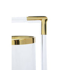 Double Candle Holder in Gold Finish and Acrylic