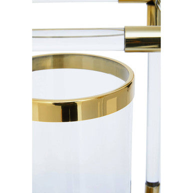 Double Candle Holder in Gold Finish and Acrylic