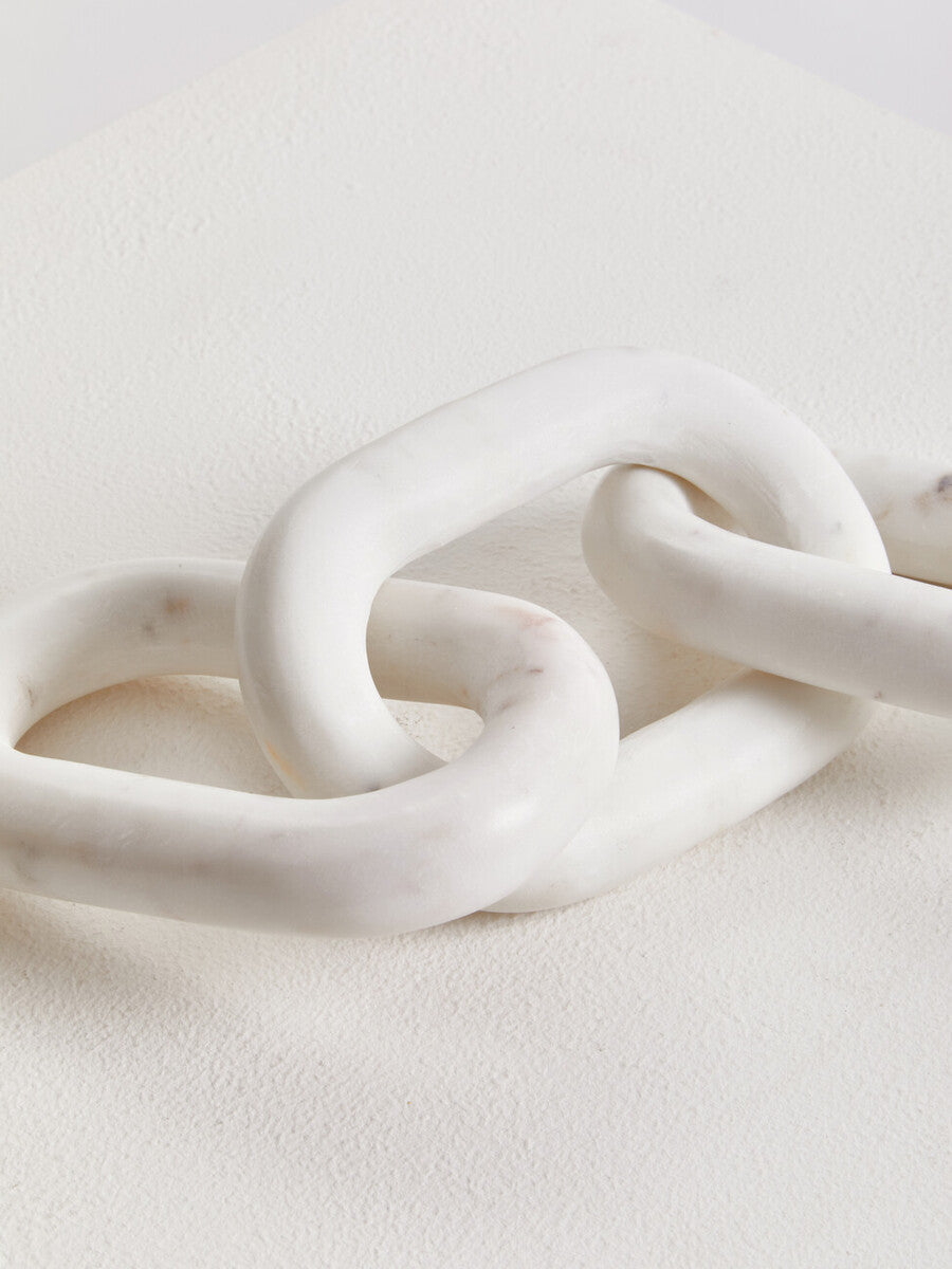 White Marble Three Link Chain Sculpture