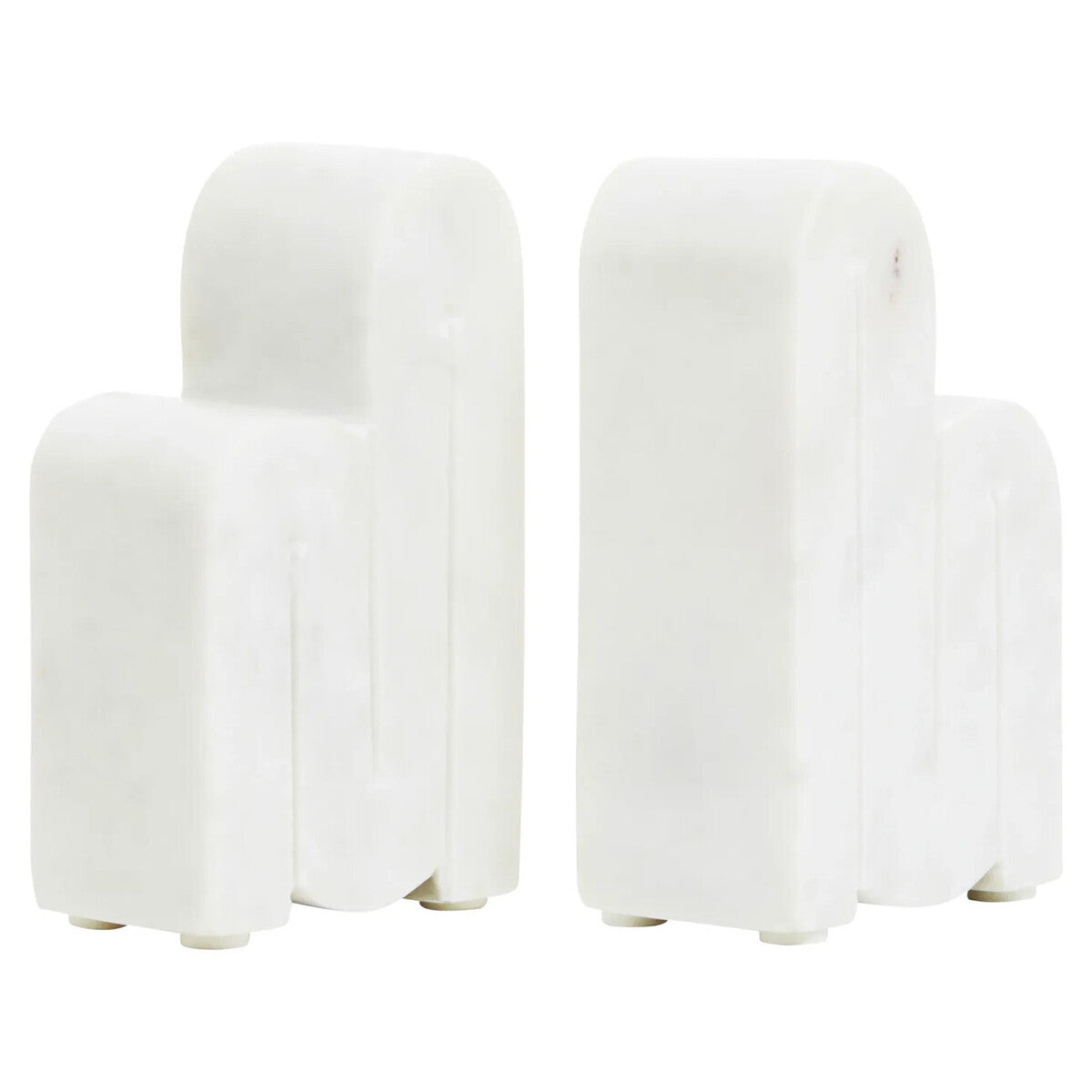Set of Two White Marble Bookends